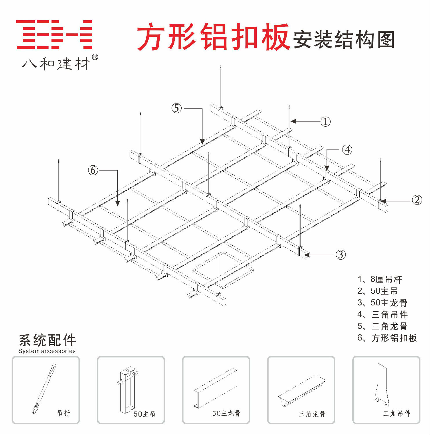 方形鋁扣板安裝結構圖