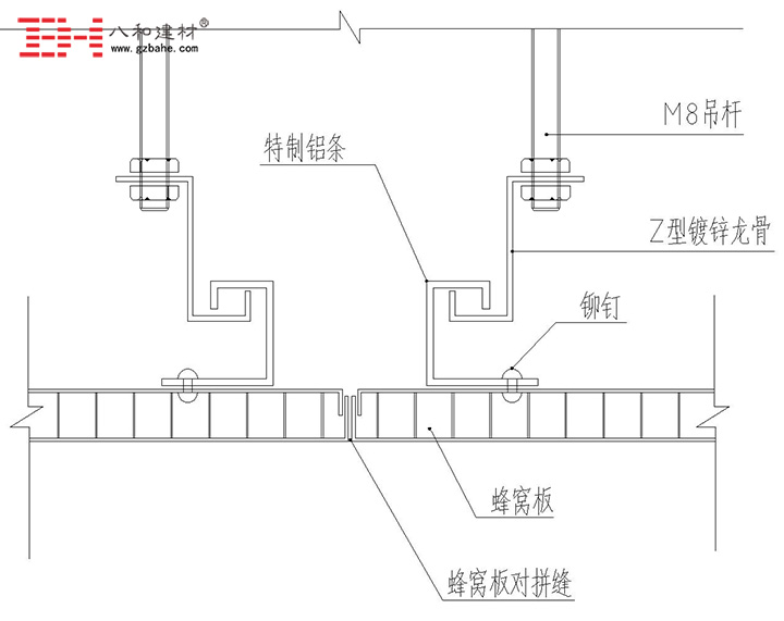 鋁蜂窩板吊頂天花安裝節點方案二