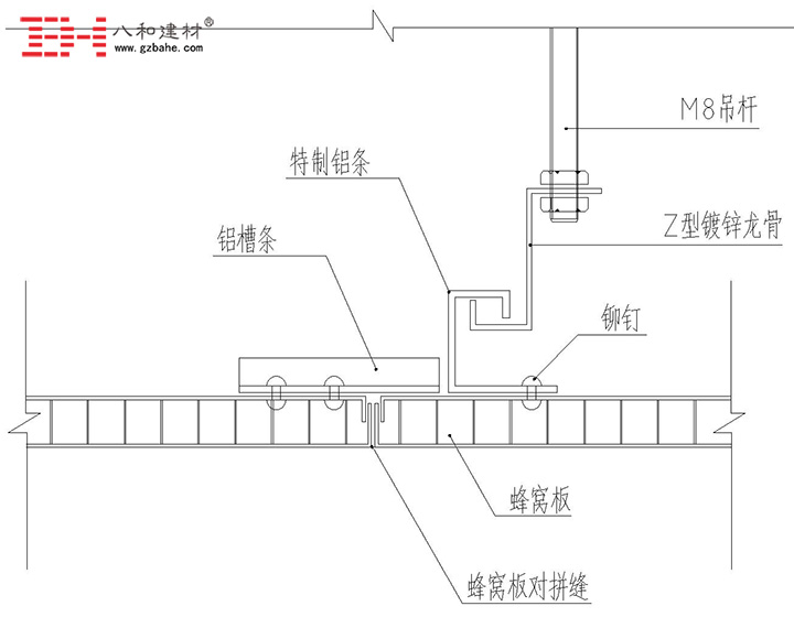 鋁蜂窩板吊頂天花安裝節點方案三